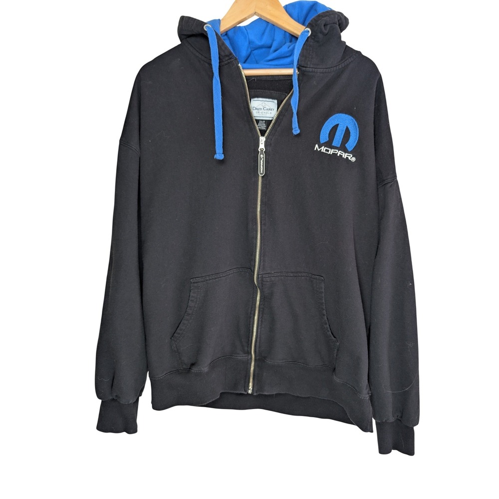 David Carey Originals Mopar Full Zip‎ Hoodie Mens 2X Black Blue Racing
